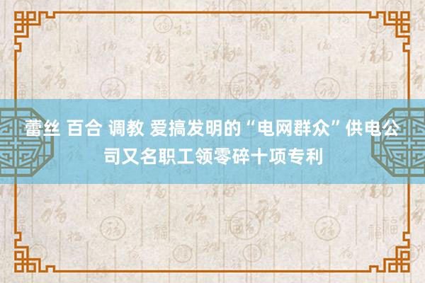 蕾丝 百合 调教 爱搞发明的“电网群众”供电公司又名职工领零碎十项专利