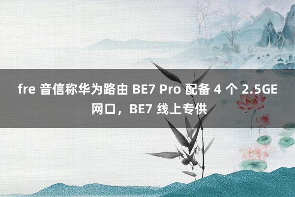 fre 音信称华为路由 BE7 Pro 配备 4 个 2.5GE 网口，BE7 线上专供