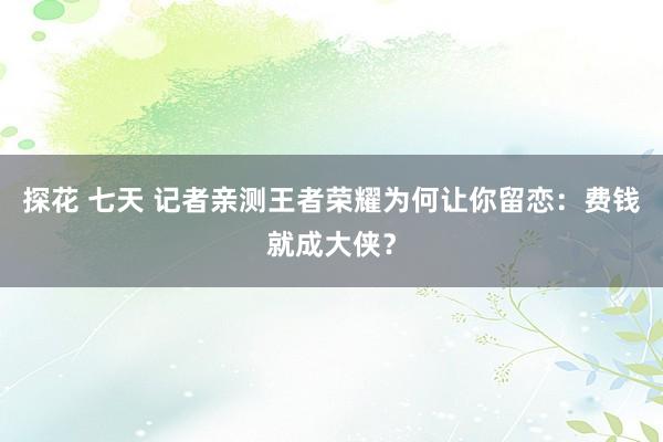 探花 七天 记者亲测王者荣耀为何让你留恋：费钱就成大侠？